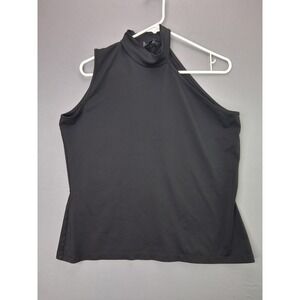 Andre Badi Top One Shoulder Mock Neck Sleeveless Size L Black Asymmetrical SEO